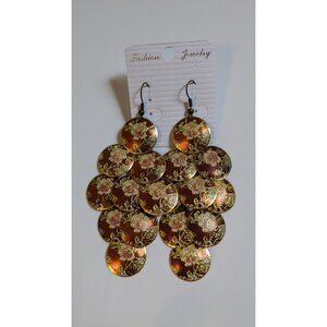 Earrings Fairycore Boho Dangle Rose Red Pink Gold